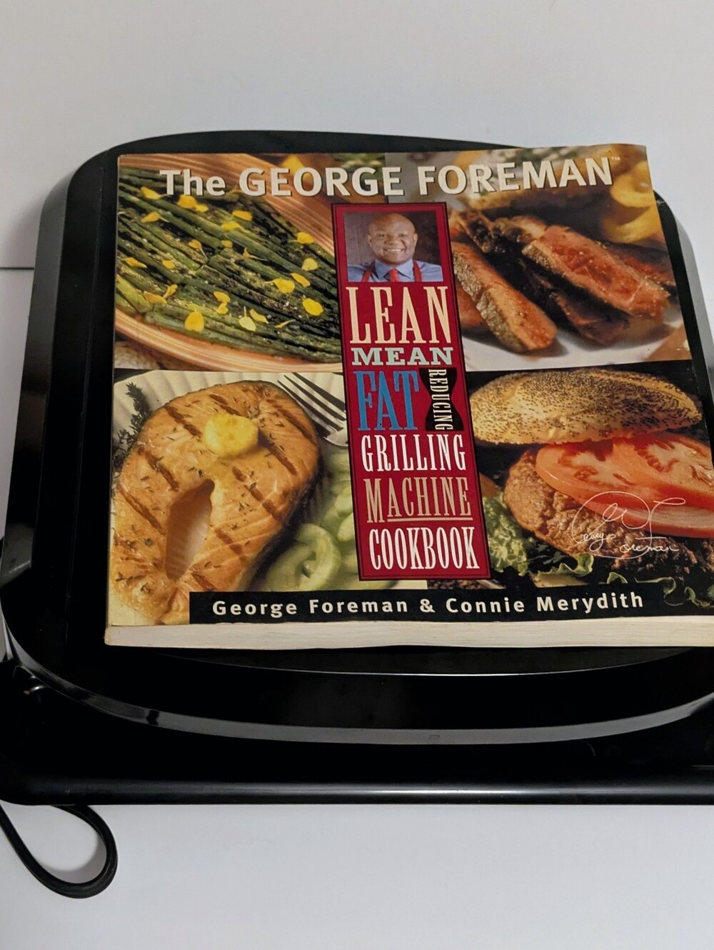 George Foreman Black Electric Grill with Cookbook